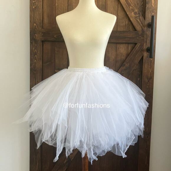 Tutu WHITE (XL) Tulle Petticoat for Halloween Costume Party Fun Run Spirit Day - Picture 1 of 6